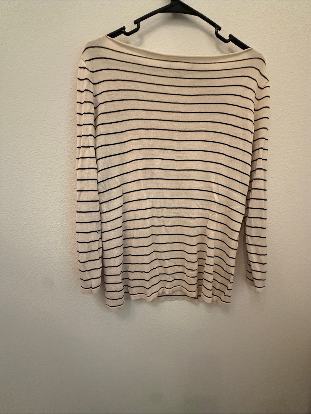 Ralph Lauren Cream and Black Striped Boatneck Sweater